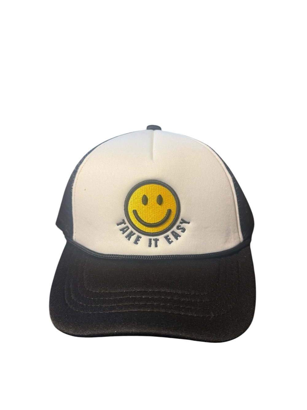CC Beanie Black & White 'Take It Easy' Smile Cap
